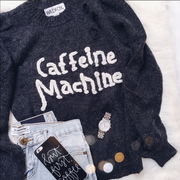 Wildfox caffeine machine sweater knit destroyed - Picture 4 of 15